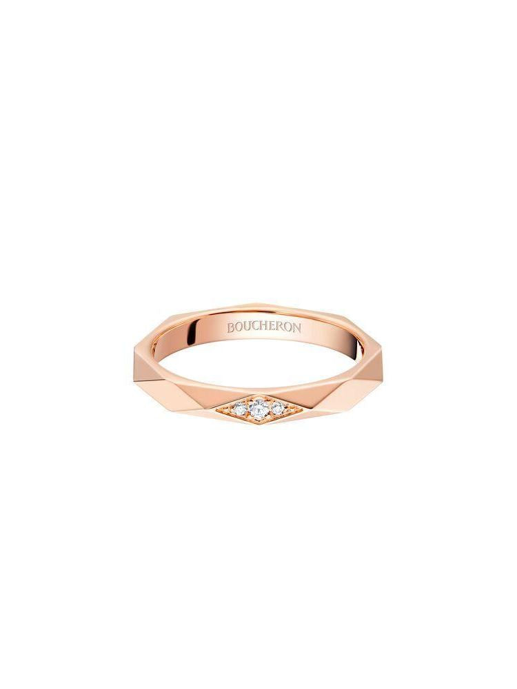 Facette pink gold wedding band