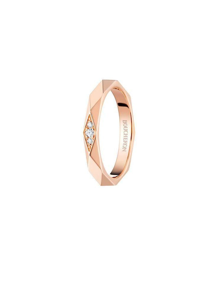 Facette pink gold wedding band